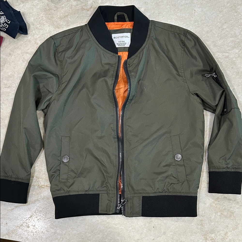 NWT Boys' Green Bomber Jacket with Orange Lining
